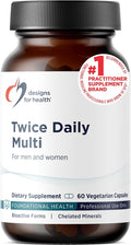 Designs for Health Methylated Multivitamin for Women &amp Men - Twice Daily Multimineral Supplement &amp Multivitamin Without Iron + Methylated B12 and Folate Vitamin C K D E + More (60 Capsules