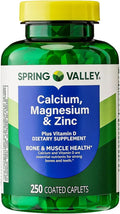 Calcium Magnesium Zinc Plus Vitamin D3 Dietary Supplement 250 Count (Pack of 1)