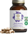 PURE SYNERGY Stress Remedy | Soothing Supplement with Ashwagandha | Organic Adaptogen Support from Rhodiola Lemon Balm and Holy Basil | for Stress Relief Adrenal Health and Mood (60 Capsules)