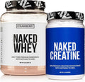 NAKED Strawberry Whey Protein Powder (24 Servings) Pure Micronized Creatine Monohydrate 500g (100 Servings) – Grass-Fed Bulk Non-GMO Gluten Free Soy Free