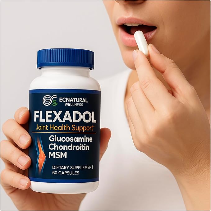 FLEXADOL 2-Pack – Glucosamine Chondroitin MSM | General Joint Support | Mobility &amp Flexibility Focus | Daily Routine Companion | 2 Bottles 60 Capsules Each Flex - Solution