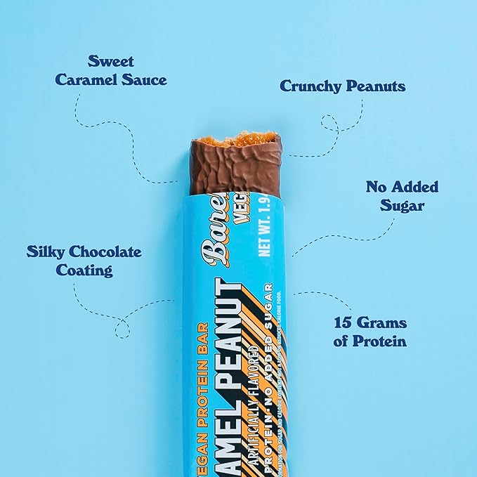 Barebells Vegan Protein Bars Hazelnut-Nougat &amp Peanut Caramel - 24 count 15g of Plant-Based High Protein Treats - Chocolate Nutrition Bar with 1g Total Sugar - On The Go Breakfast or Post-Workout