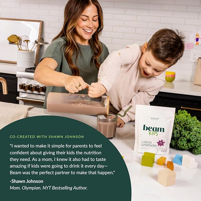 Beam Kids Multivitamin Powder – Kids Vitamins with Greens Probiotic &amp Prebiotic Immune Support for Children &amp Toddlers No Artificial Sweeteners for Picky Eaters 20 Servings Chocolate Fla