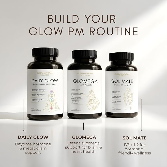 Glow Natural Wellness Glow PM - Nutritional &amp Herbal Sleep Supplement for Adults Night Formula with Melatonin 10mg Magnesium L-Theanine &amp Herbal Extracts 17-Ingredient Blend 120 Capsules