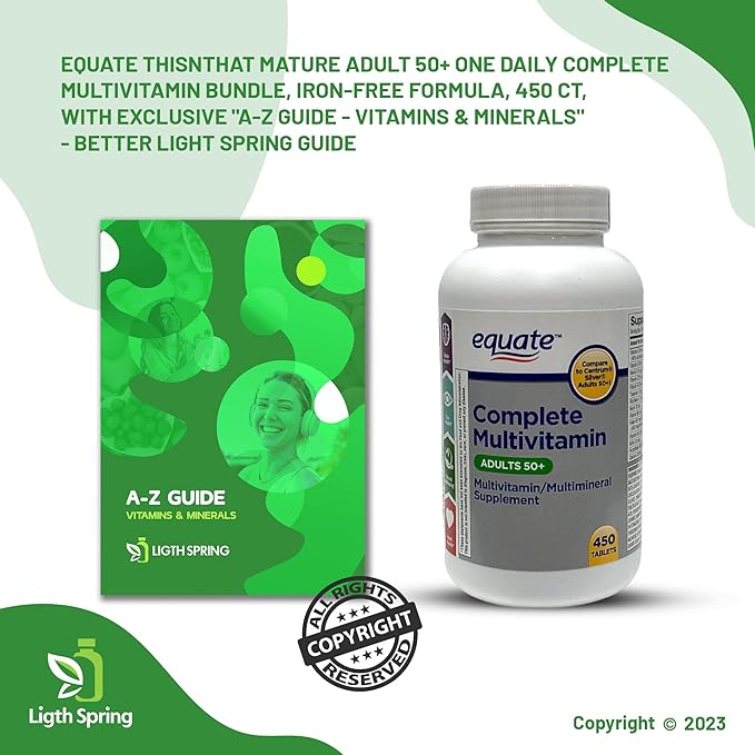 Equate Adults 50+ Complete Multivitamin/Multimineral Supplement Tablets 450 Ct Bundle with Exclusive Vitamins &amp Minerals