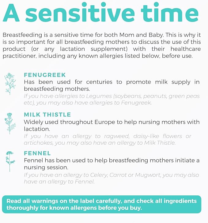 USDA Organic Lactation Supplement - Increase Milk Supply with Herbal Breastfeeding Support - Aid for Mothers - Organic: Fenugreek Seed Fennel &amp Milk Thistle - 60 Vegan Capsules (No Pills or Cooki