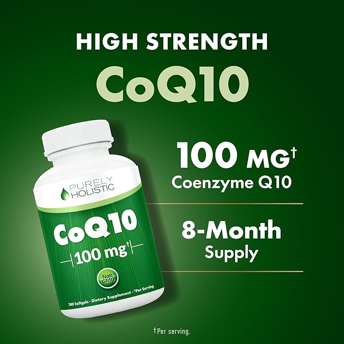 CoQ10 100mg Softgels | Heart Health Support | 8 Month Supply | High Absorption Coenzyme Q10 for Energy Levels &amp Vitality Support | Co Q 10 Supplement | Non-GMO &amp Gluten-Free | 240 Co Q10 Softg