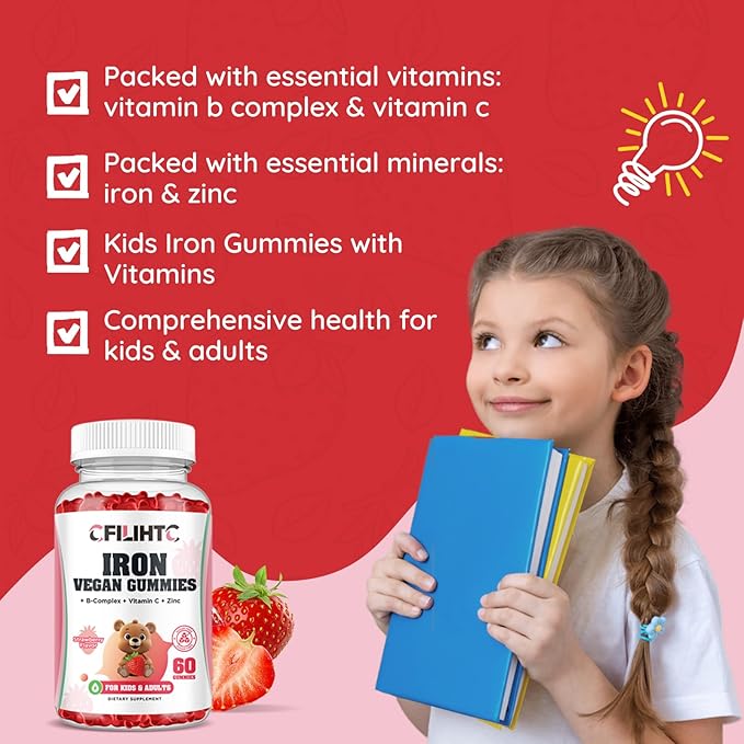 Magnesium Glycinate Gummies for Kids &amp Iron Gummies Supplement for Women Kids
