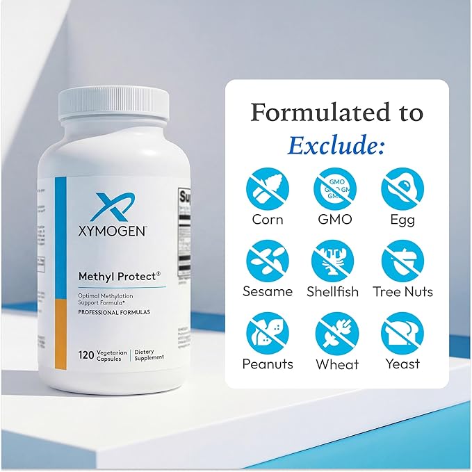 XYMOGEN Methyl Protect - Optimal Methylation Formula with Methyl Folate Vitamin B12 (Methylcobalamin b12) Riboflavin + B6 Vitamins - Cognitive Homocysteine + Heart Health Supplements (120 Capsules)
