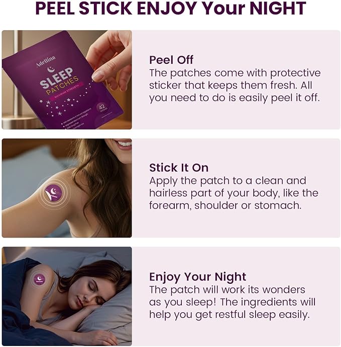 Sleep Patches for Adults Extra Strength: Easy-to-Apply Sleep Patch with Melatonin &amp Valerian 42 Patches