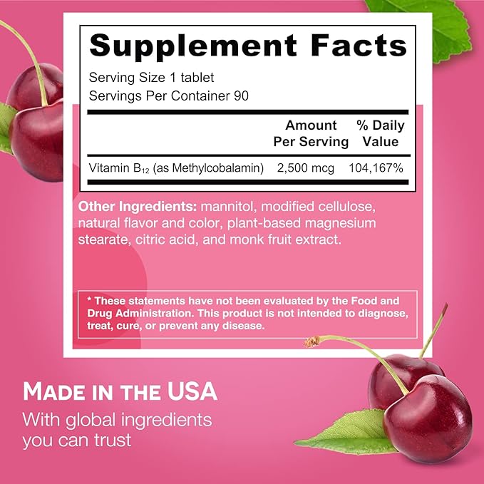 EZ Melts B12 Sublingual Vitamin and Iron Supplement Bundle Sugar Free 3-Month Supply