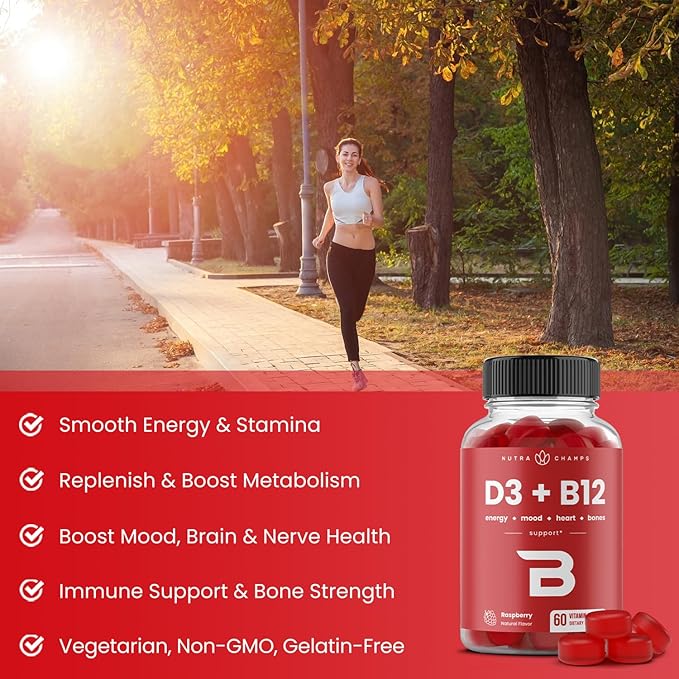 NutraChamps D3 B12 Gummies &amp Calcium Magnesium Zinc