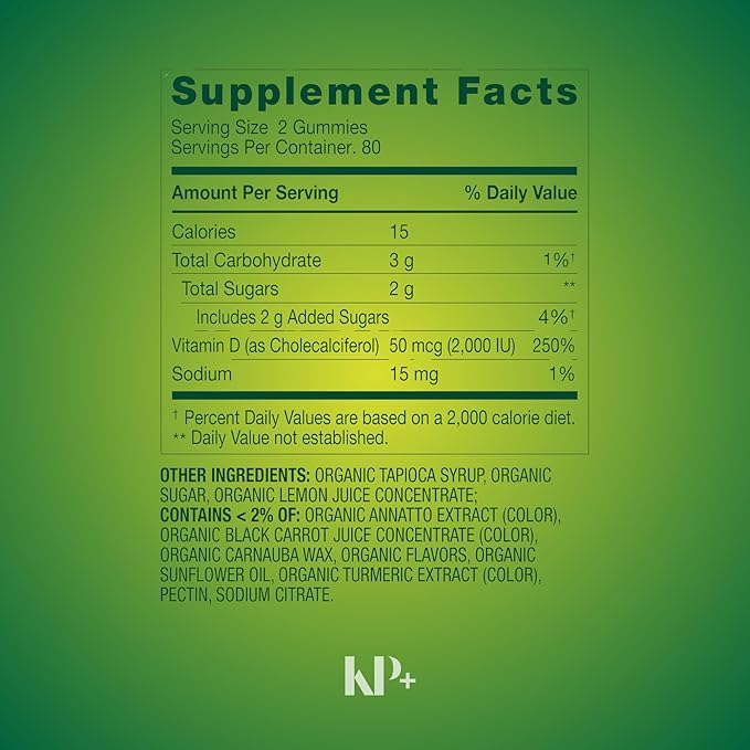 KP+ Vitamin D3 | Vitamin D3 Gummies 2000 IU | Bone &amp Immune Health Support | Vegetarian Gummies with Natural Flavors | 160 Count | (2)