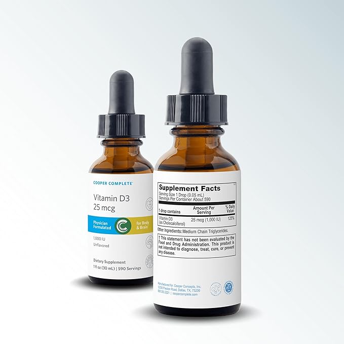 Cooper Complete Liquid Vitamin D3 25mcg (1000IU) in Each Drop 590 Drops per Bottle