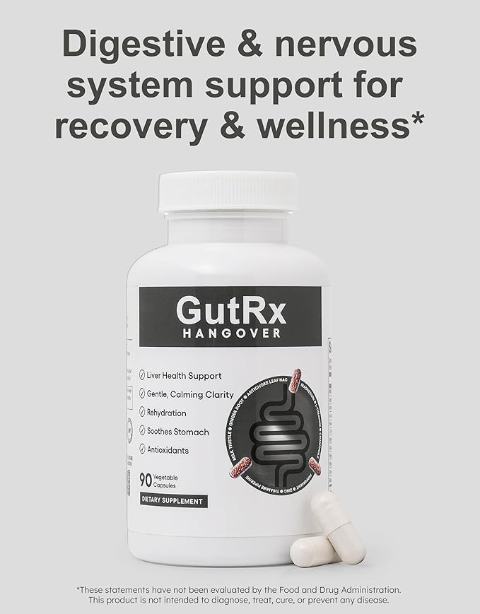 Recovery Support Supplement – Digestive &amp Nervous System Support with Milk Thistle NAC Magnesium &amp B Vitamins 30 Servings