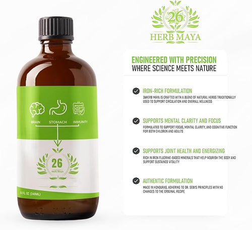 26 Herb Dr. Sebi Maya Formula | Iron-Rich Herbal Blend | Supports Fasting &amp Wellness | Supports Colon Cleanse &amp Full Body Detox | Made with Wildcrafted Ingredients in Honduras