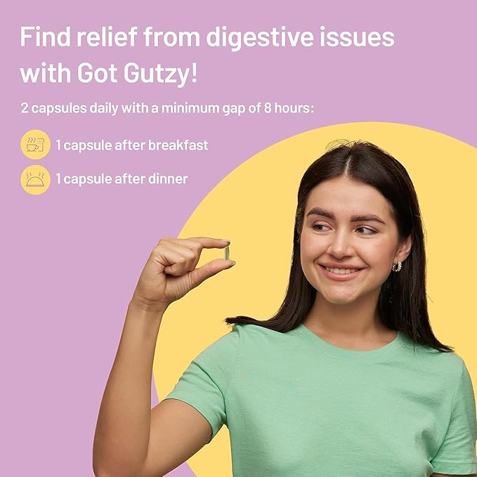 Gut Health Supplements for Men and Women Got Gutzy Contains Turmeric Ginger Licorice Aloe Vera and Digestive Enzymes for Digestive Health Acidity Constipation Nausea 60 Capsules.