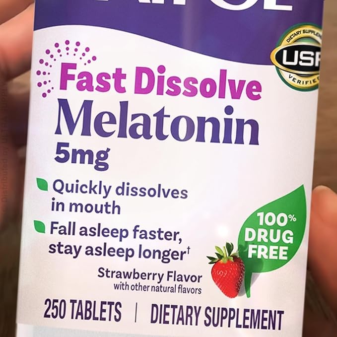 Natrols Melatonin Fast Dissolve 5mg (250 Count. - Value Pack) Strawberry Flavor Nighttime Use Chewable Tablets