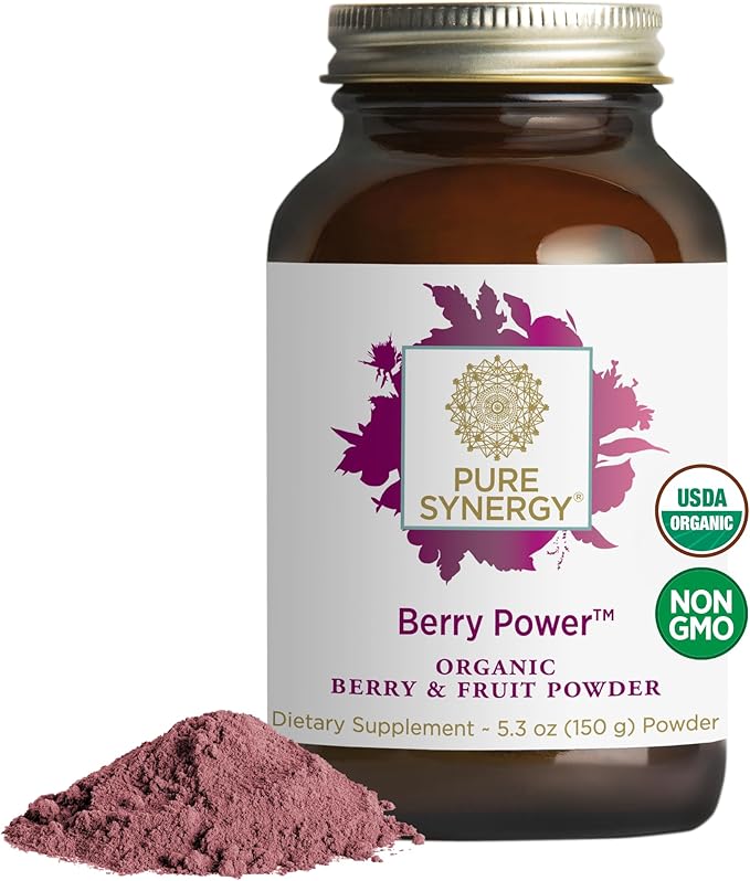PURE SYNERGY Berry Power | Organic Berry and Fruit Powder | Antioxidant Supplement with Organic Acai Acerola and Wild Blueberry | for Healthy Aging Immune and Skin Support (5.3 oz Powder)