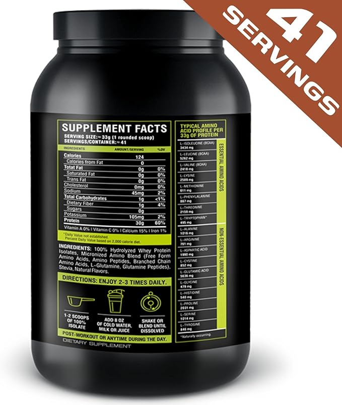 MFL 100% Isolate Protein l 30g of Protein l BCAAs l Keto Friendly l Low Carbs l Gluten Free l 3 lbs. (Chocolate Lave)