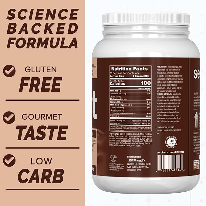 PEScience Select Cafe Protein Coffee Flavored Powder 100mg Caffeine 20g Iced Protein Coffee Powder or Creamer - Iced Mocha 20 Servings