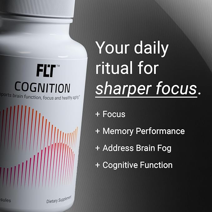 FLT Cognition Supplement – Focus Improved Memory Recall &amp Clarity Nootropic with Ergothioneine L-Theanine Gingko Biloba Lutein &amp Green Coffee Bean Extract – 60 Capsules | Vegan