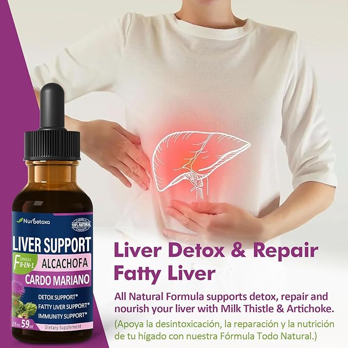 Milk Thistle &amp Artichoke Extract Liver Support Drops for Fatty Liver Alcachofa Curcuma y Cardo Mariano para el Higado Graso Berberina para Bajar de Peso Liver Detox &amp Repair Formula.2oz