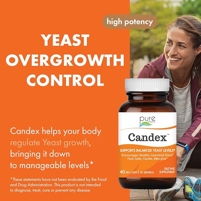 Pure Essence Candex Supplement - Yeast Overgrowth Supplement with Digestive Enzymes Yeast Infection Probiotic Aid for Men and Women - 40 Capsules