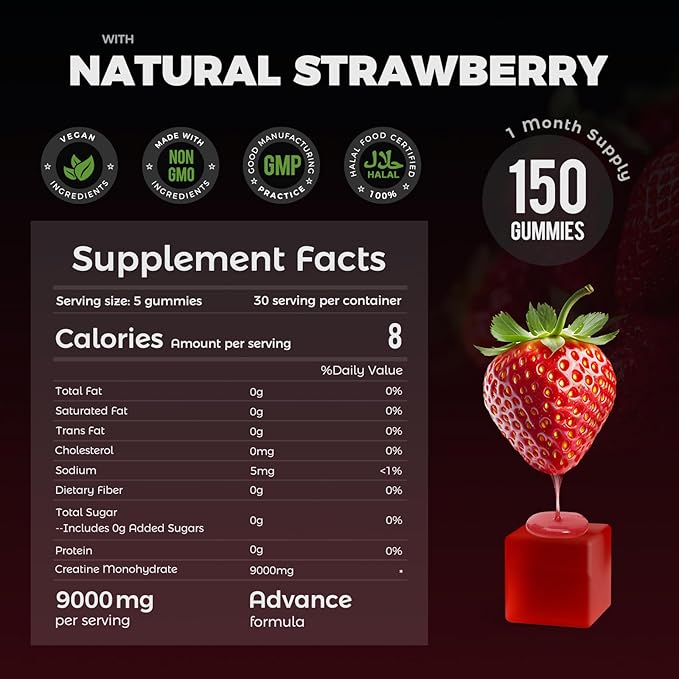 Energy Strength Creatine Monohydrate Gummies 9000MG