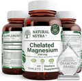 Natural Nutra Chelated Magnesium Oxide 250mg- High Absorption for Strong Bones Heart Health Improves Dental Health Energy Boost Gluten-Free Non-GMO 90Tablets in BPA-Free Recyclable Glass Bottles