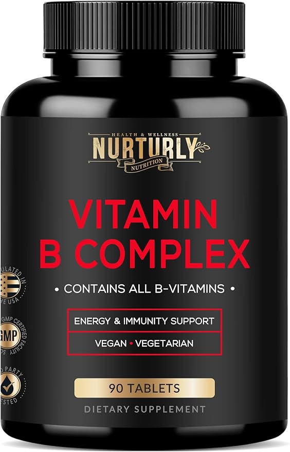 Vitamin B Complex and Turmeric Curcumin with BioPerine &amp Ginger - Contains All Essential B Vitamins - B1 B2 B3 B5 B6 B7 B9 B12 and Biotin - High Absorption Turmeric Supplements