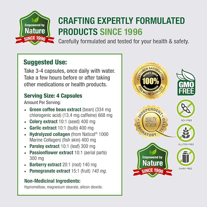 Bell Healthy Blood Pressure Support™ Unique Blend - Natural Blend of Green Coffee Bean Extract Garlic &amp Celery Seed Extract Supplements- 60 Capsules Vegan Non-GMO 2-Pack