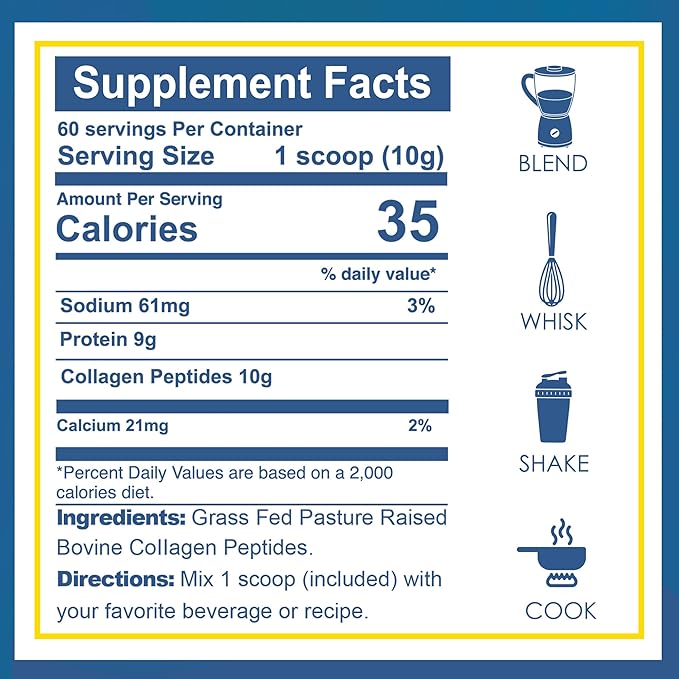 Zammex Premium Collagen Peptides Powder UnflavoredHydrolyzed Proteins Types I &amp III Supports Hair Skin Nails Joints Grass Fed Non-GMO Gluten-FreePaleo &amp Keto Friendly60 Servings