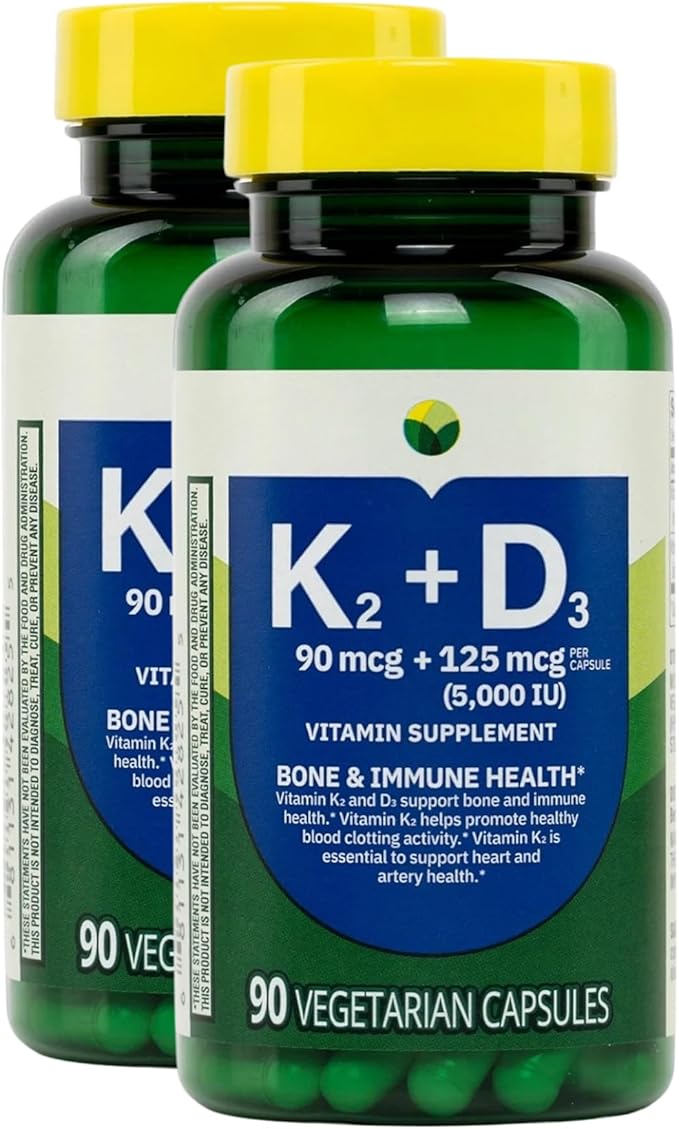 KP+ Vitamin K2 + D3 | Bone &amp Immune Health | Gluten Free | 90 Vegetarian Capsules | Pack of 2