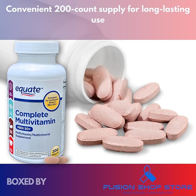 Multivitamin Multimineral for Men 50+ Tablets 200 Count (Pack of 1) Boxed by Fusion Shop Store