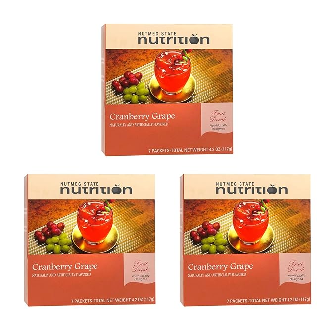 Nutmeg State Nutrition - Fruit Drink - High Protein Low Calorie Low Carb Low Sugar Fat Free Loaded with Vitamins 7 Servings Per Box (Cranberry Grape 3 Pack)