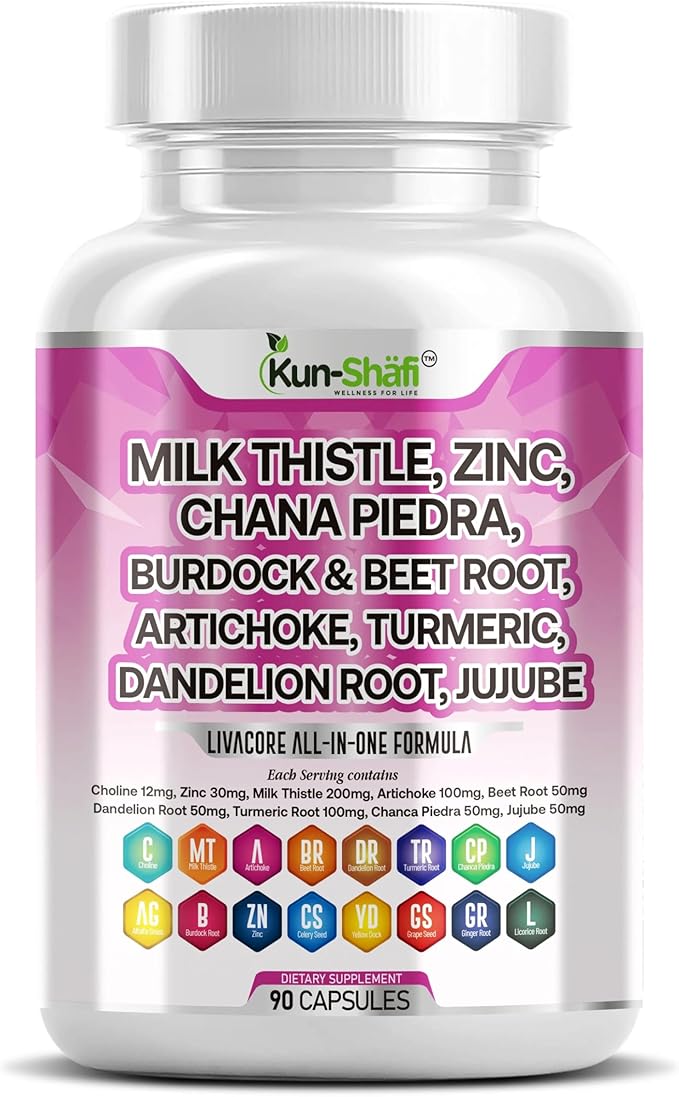 Milk Thistle Complex with NAC Berberine Artichoke Chanca Piedra Turmeric Ginger Beet Root -Liver Cleanse Detox &amp Repair Supplement &amp Burdock Root – 90 Capsules