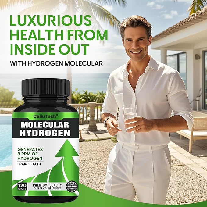 H2 Molecular Hydrogen Water Tablets with Magnesium120 Tablets Fast-Dissolving H2 Molecular Hydrogen Supplements Supports Brain Health and Cognitive FunctionNon-GMO Gluten Free