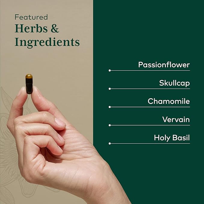 GAIA HERBS PRO Calm Restore - Nervous System Support Supplement* - Calm Support Supplement* with Skullcap Chamomile Holy Basil &amp Lavender - 60 Liquid Phyto-Caps (20 Servings)