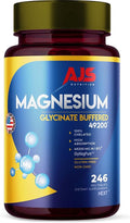 AJS Magnesium Glycinate 400mg Magnesium Glycinate Capsules 246 Tablets Gluten-Free Non-GMO Supplements Dietary Magnesium Supplement with Organic Coating Supports Your Well-Being 4 Months (4)