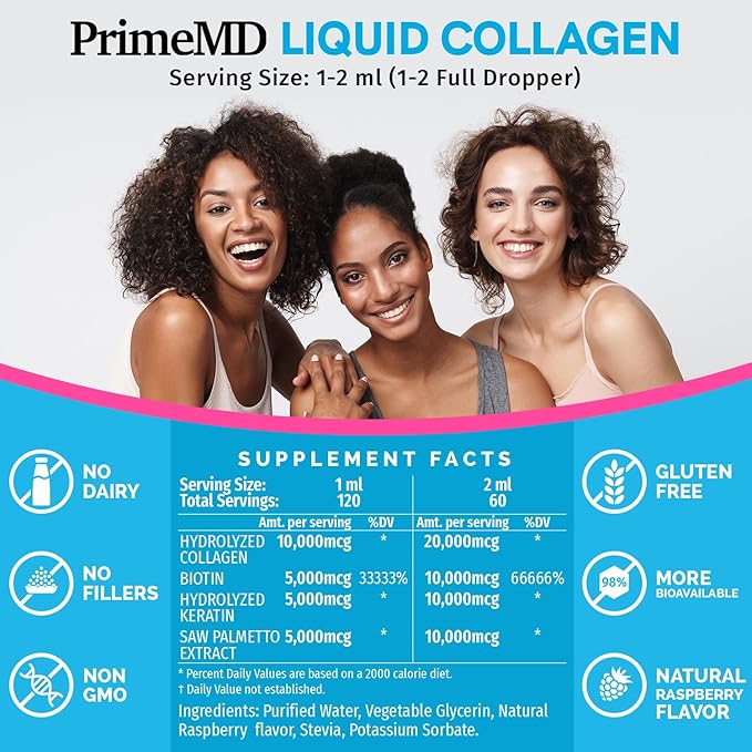 Liquid Collagen Biotin (2pk) and Fadogia Tongkat Ali (1pk) Supplement Bundle - Potent Vitamins for Hair Skin Nails Heart Energy &amp Testosterone Support - Non-GMO Vegan
