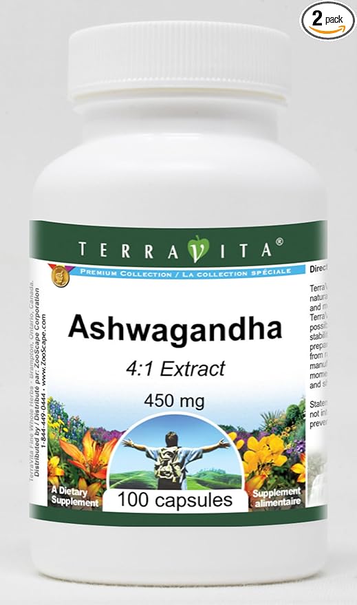 Ashwagandha 4:1 Extract - 450 mg (100 Capsules ZIN: 427749) - 2 Pack