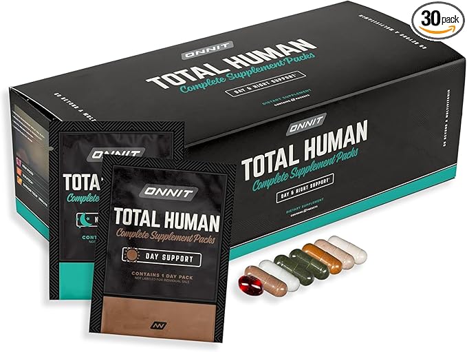ONNIT Total Human Adult Multivitamin Dietary Supplement Comprehensive Capsule Packs with Day and Night Support Daily Vitamin Packs for Men and Women Dietary Supplement Capsules 30-Day Supply