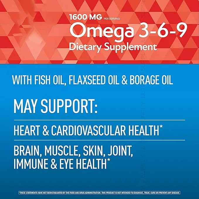 Members Mark Omega 3-6-9 Softgels 1600 mg (300 Count.) – Heart Brain Joint Skin &amp Eye Health Essential Fatty Acids Blend