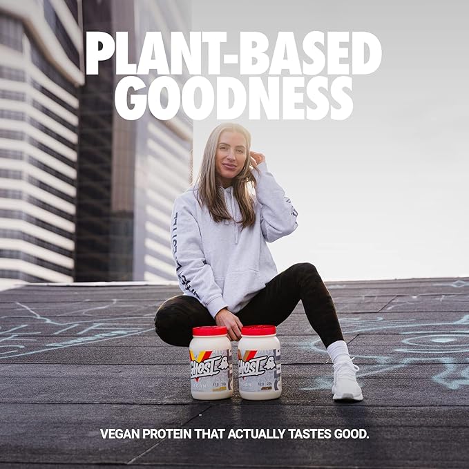 GHOST Vegan Protein Powder Chocolate Cereal Milk - 2lb 20g of Protein - Plant-Based Pea &amp Organic Pumpkin Protein - ­Post Workout &amp Nutrition Shakes Smoothies &amp Baking - Soy &amp Glut