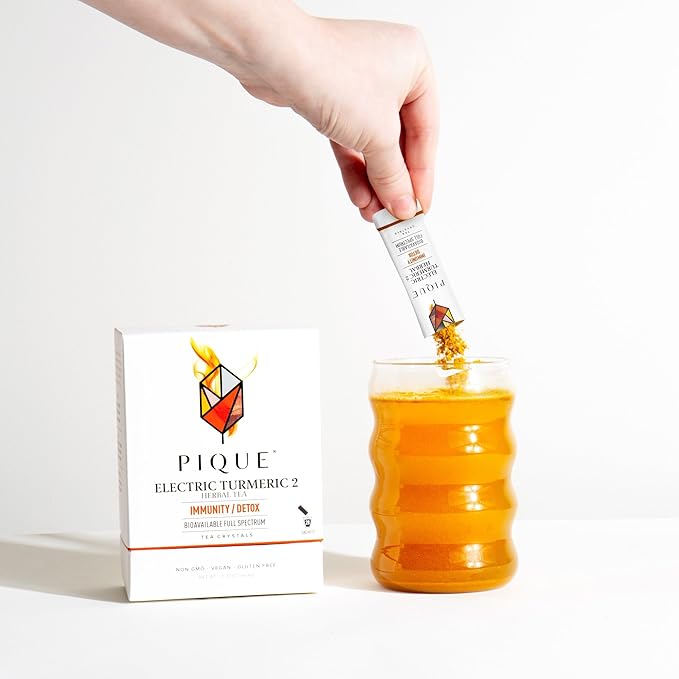 PIQUE Electric Turmeric 2 - Supports Healthy Immunity the Natural Inflammatory Response Natural Detox Pathways and Radiant Skin - 28ct Single Serve Sticks (Pack of 1)