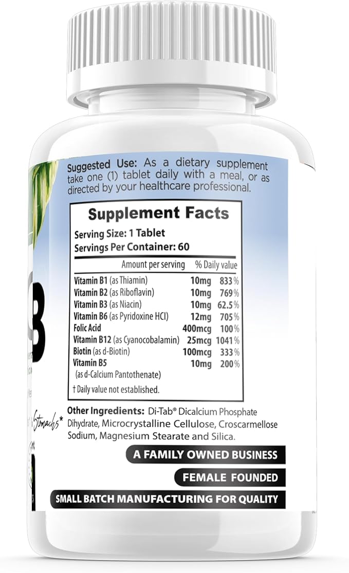 Supplements Biotin Vitamin B Complex Vitamin B12 Energy &amp Mood Support with Folic Acid Prenatal Postnatal B1 thiamin Supplement B2 niacin B5 B6 Supplements