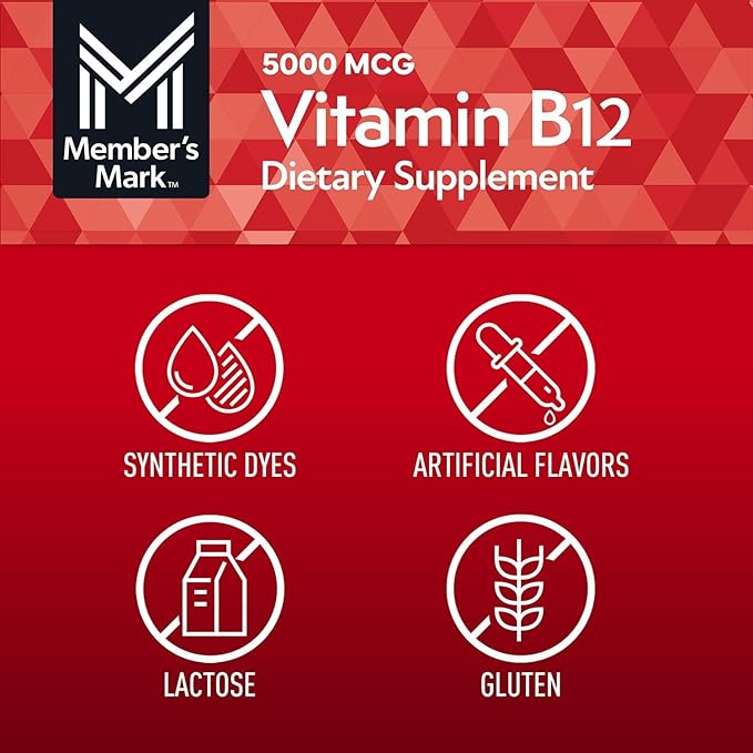 Member’s Mark Vitamin B12 Quick Dissolve Tablets Cherry (300 Count) (2 Pack)