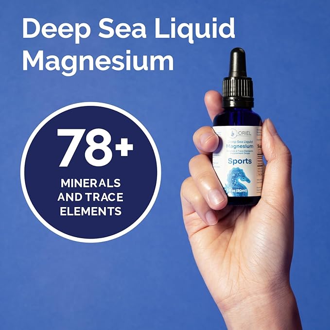 Oriel Liquid Magnesium Drops for Sports Rapid Absorption Free Ion Magnesium Minerals and 78 Trace Elements Supports Normal Electrolyte Balance Performance Endurance Recovery 30ml 30-Day Supply