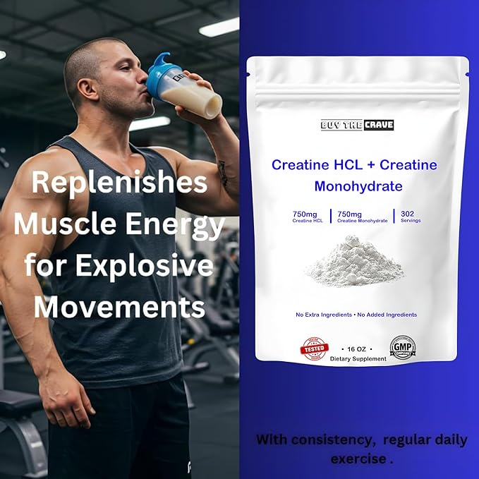 Creatine HCL + Creatine Monohydrate Mix Less Sour &amp Easier to Consume Post Workout Muscle Builder for Men &amp WomenCreatine Hydrochloride + Monohydrate 16 OZ (454g)